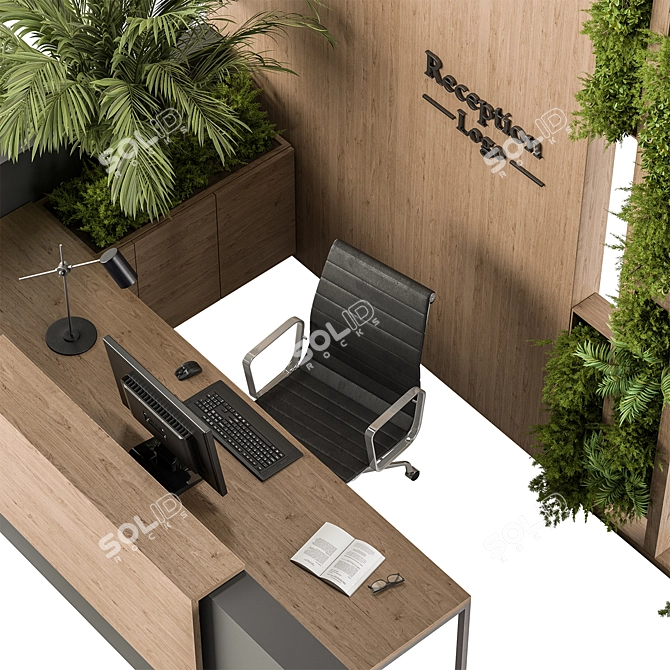 Modern Office Reception Desk Set 3D model image 3