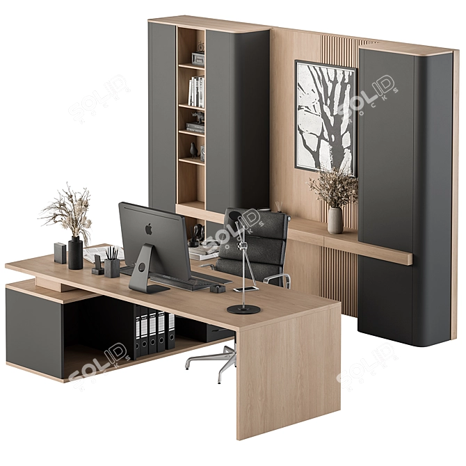 Executive Oak Boss Desk 410 3D model image 1