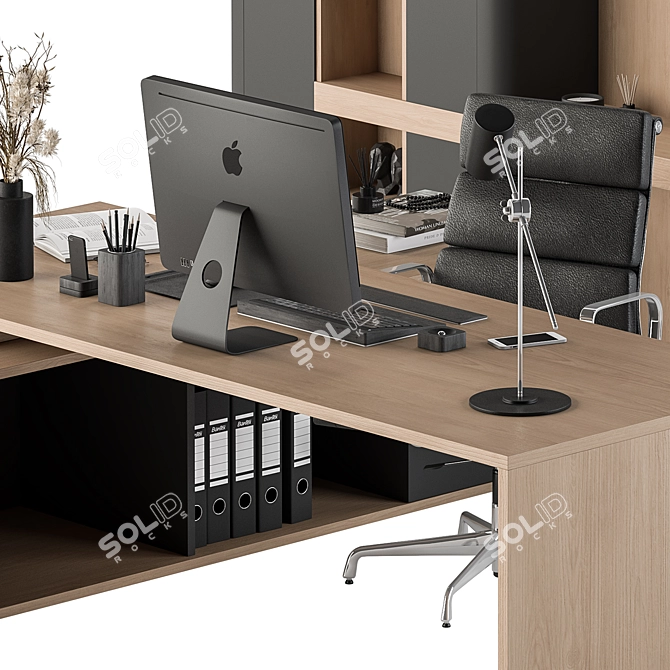 Executive Oak Boss Desk 410 3D model image 3