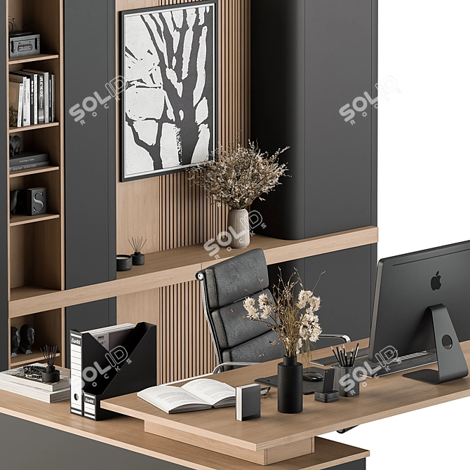 Executive Oak Boss Desk 410 3D model image 5