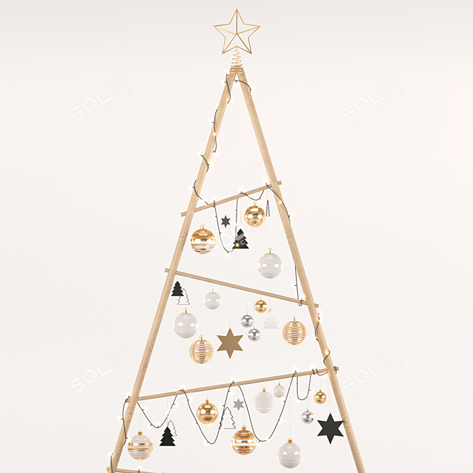 Wooden Christmas Tree 3D Model 3D model image 4