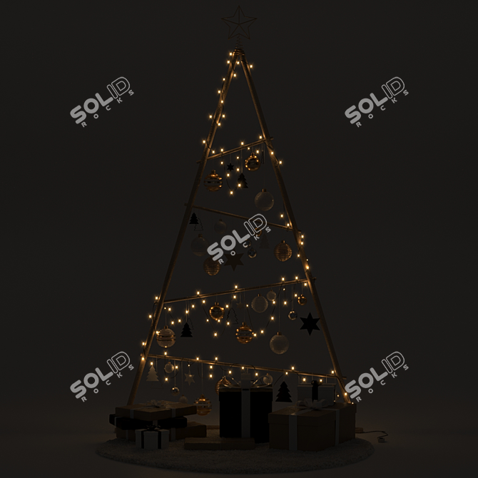 Wooden Christmas Tree 3D Model 3D model image 5