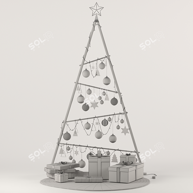 Wooden Christmas Tree 3D Model 3D model image 6