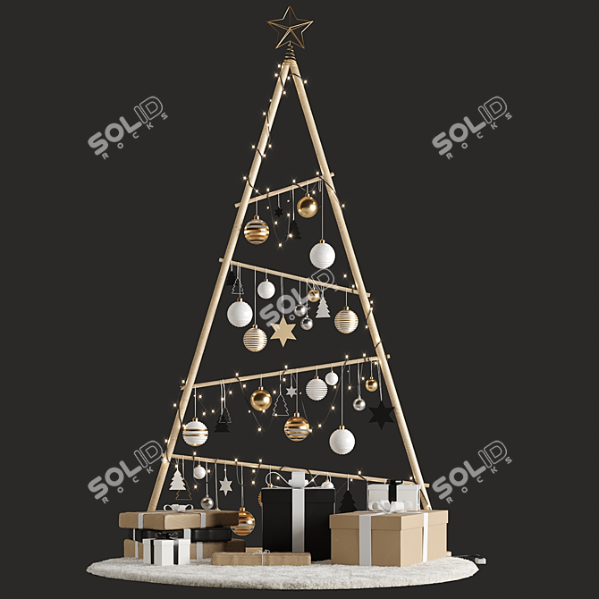 Wooden Christmas Tree 3D Model 3D model image 13