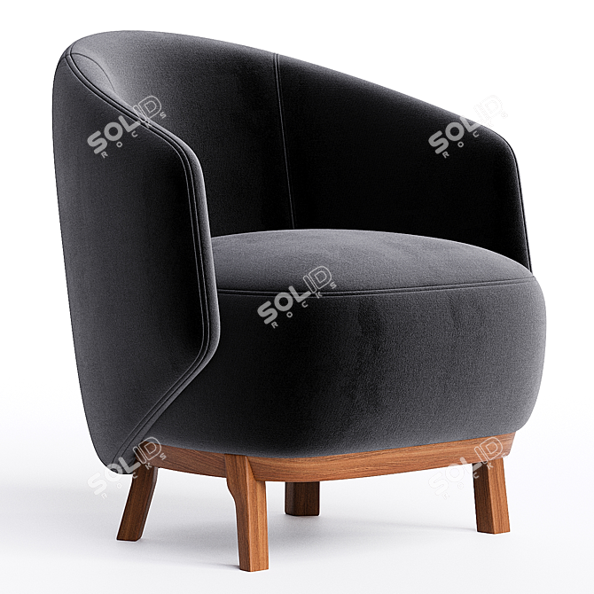 Sleek Metal Armchair Design 3D model image 1