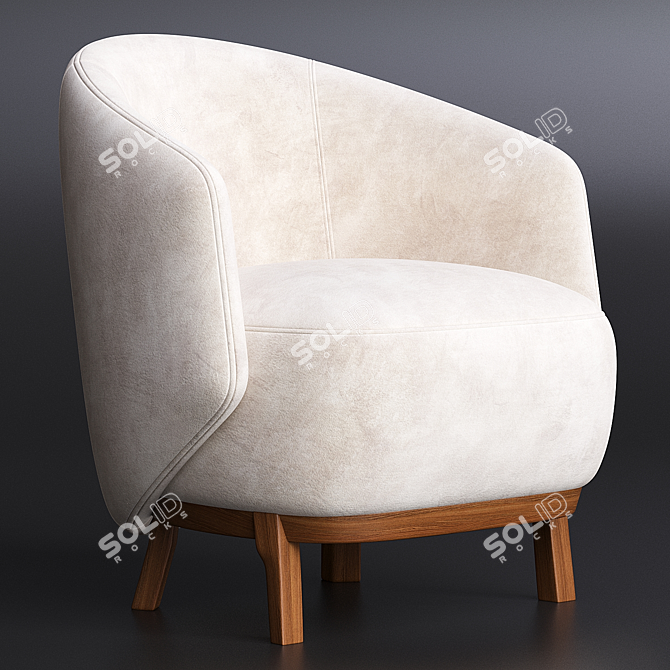 Sleek Metal Armchair Design 3D model image 2