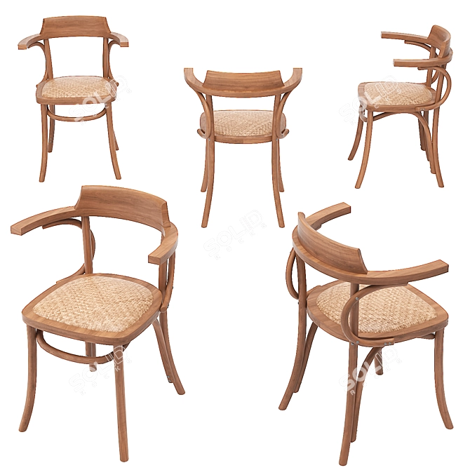 Elegant Ematy Wooden Chair 3D model image 5