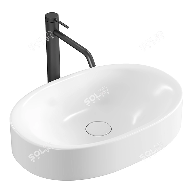 Callisto Countertop Washbasin: Easy-Care White 3D model image 3