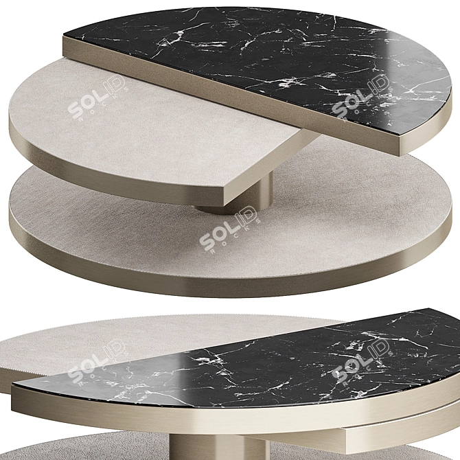 Marble Coffee Table with Leather Insets 3D model image 1