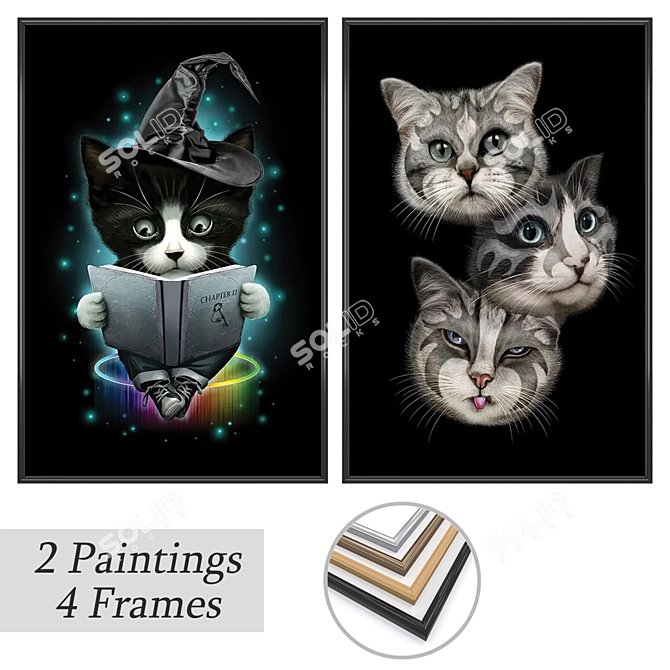 Art Print Set with Frames 3D model image 1