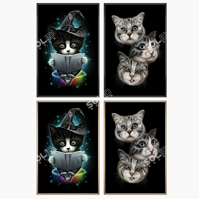 Art Print Set with Frames 3D model image 2