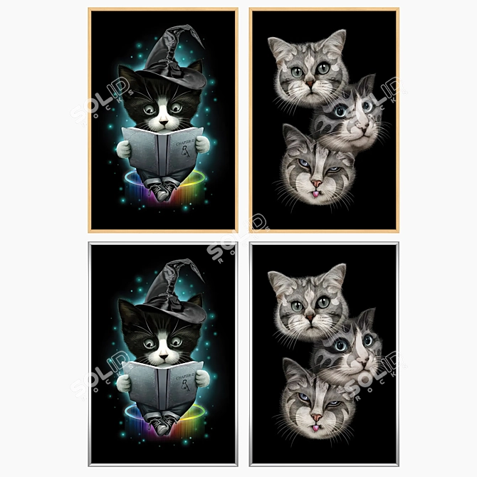 Art Print Set with Frames 3D model image 3