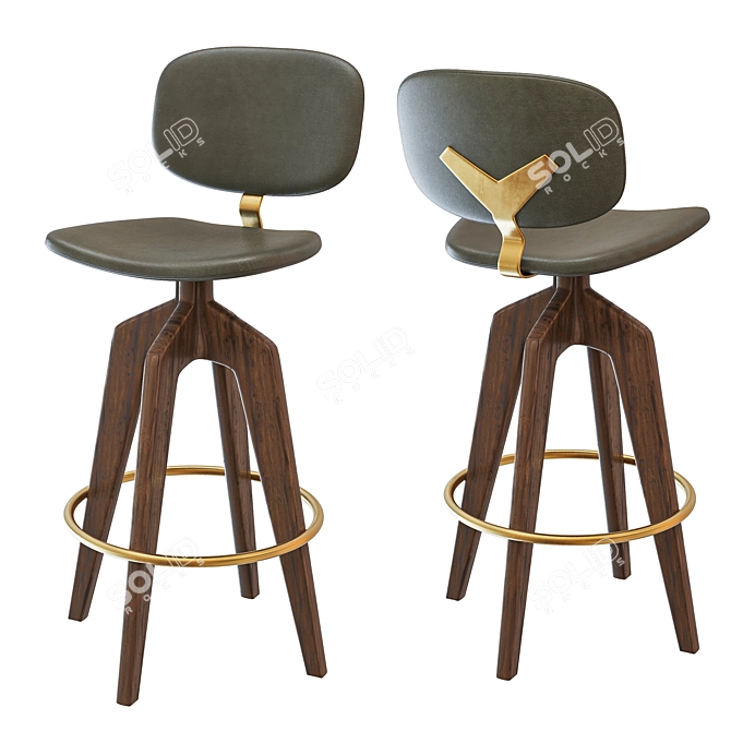 Swivel Bar Stool Upholstered Seat 3D model image 1