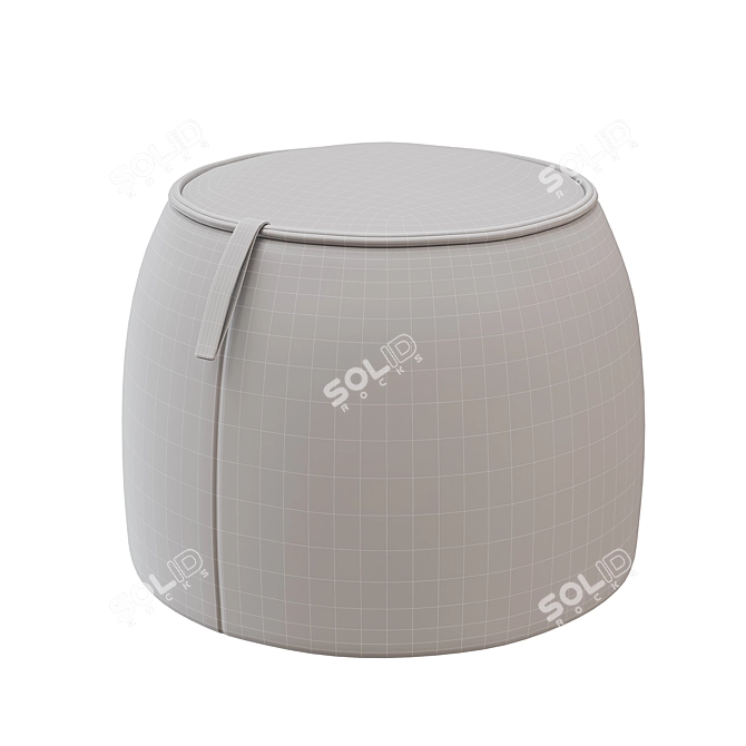 Modern Faux Leather Round Ottoman 3D model image 2