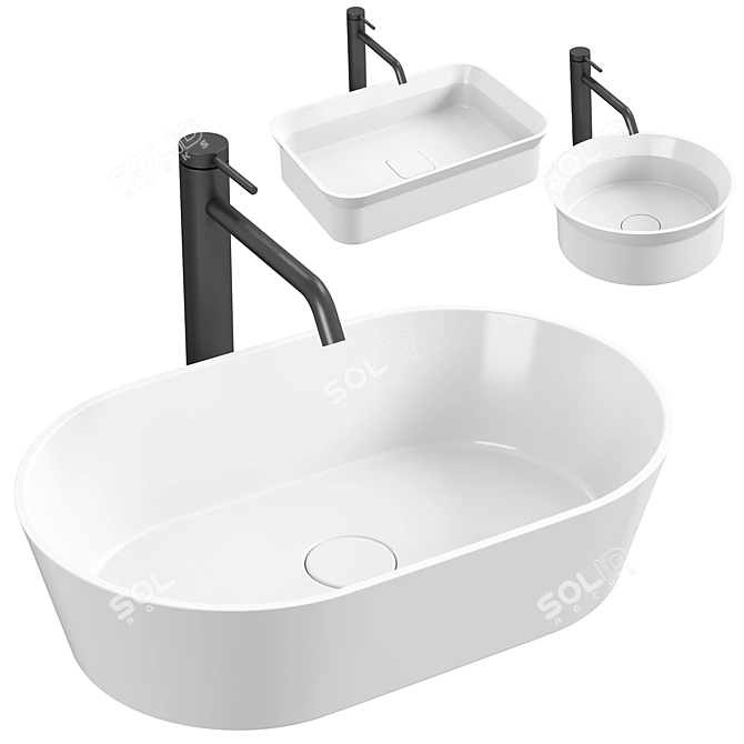 Rivea Maila Easy-Care Washbasin Set 3D model image 1