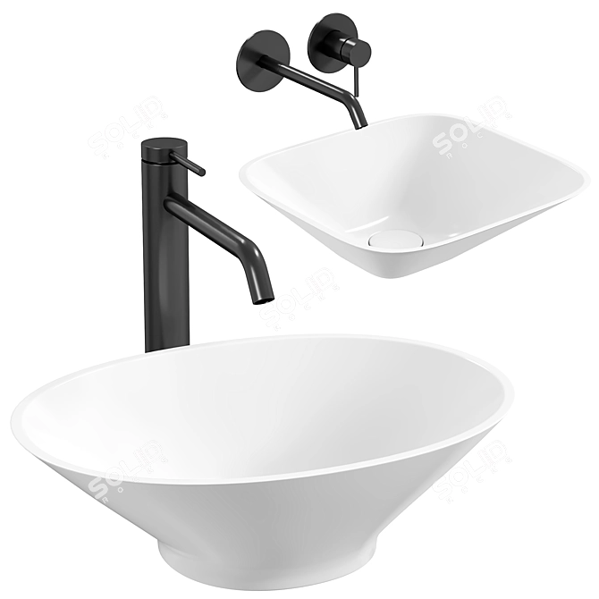 Rivea Izumi White Countertop Washbasin 3D model image 1