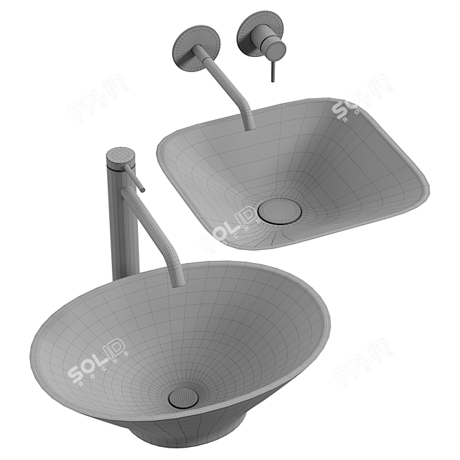 Rivea Izumi White Countertop Washbasin 3D model image 5