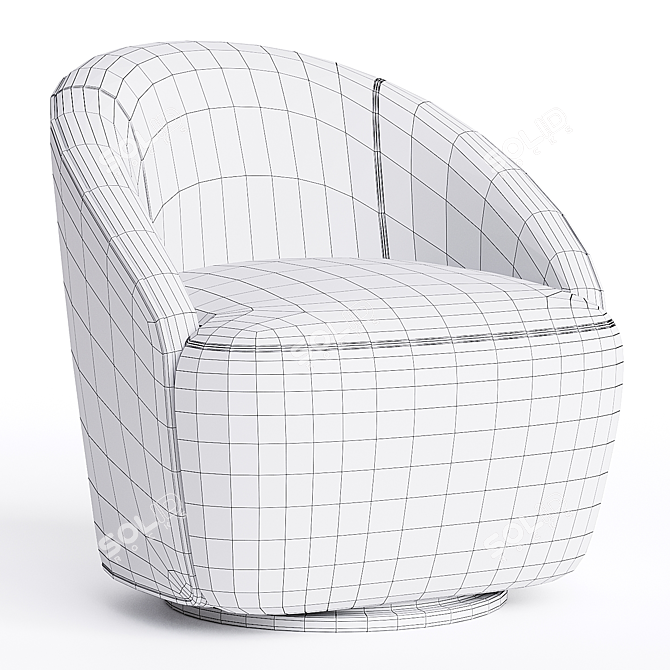 Elegant Swivel Fabric Armchair JOLIE 3D model image 3