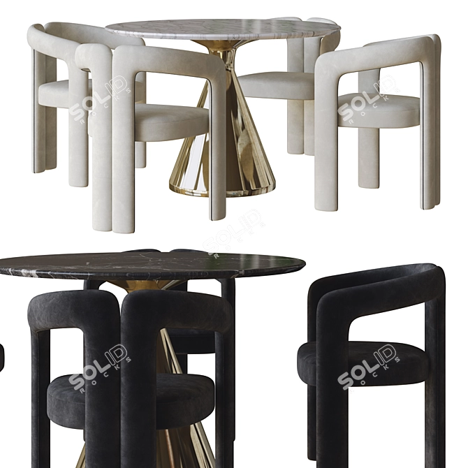 Modern Dudet Dining Set 3D 3D model image 1