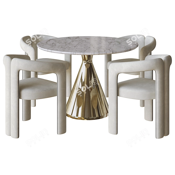 Modern Dudet Dining Set 3D 3D model image 2