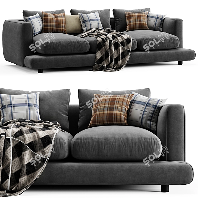 Flexform Long Island 3-Seater Sofa 3D model image 1