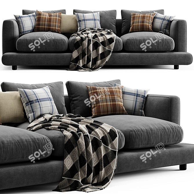 Flexform Long Island 3-Seater Sofa 3D model image 2