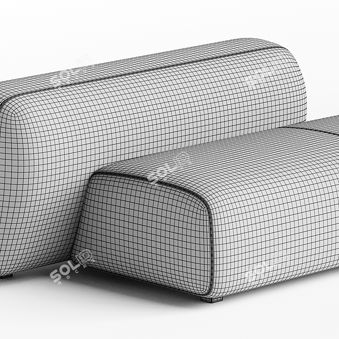 Modern Modular Suiseki Sofa System 3D model image 3