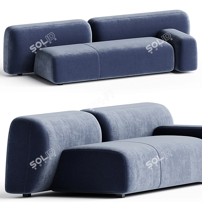 Sleek Suiseki Sofa Set 3D model image 1
