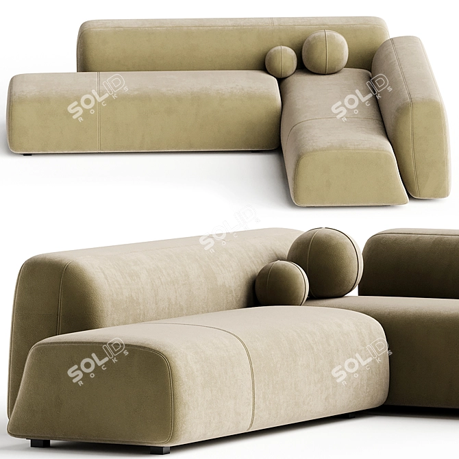 Modern Modular Suiseki Sofa Set 3D model image 1