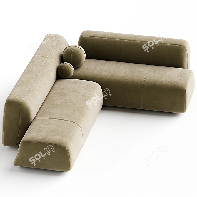 Modern Modular Suiseki Sofa Set 3D model image 2
