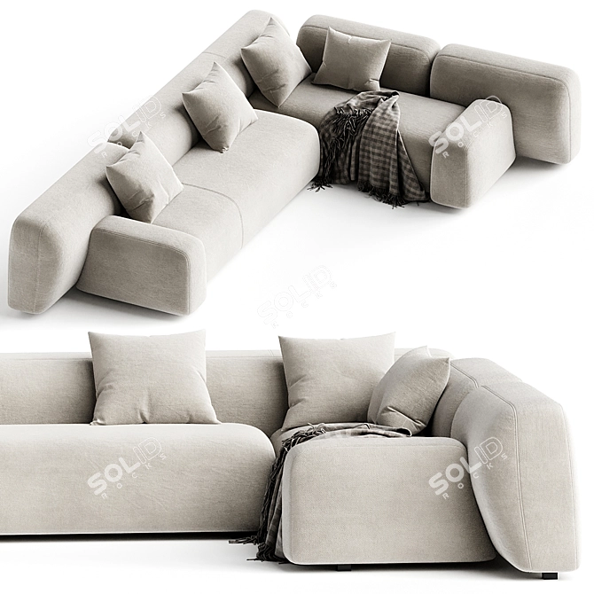 Elegant Suiseki Sofa System 3D model image 1