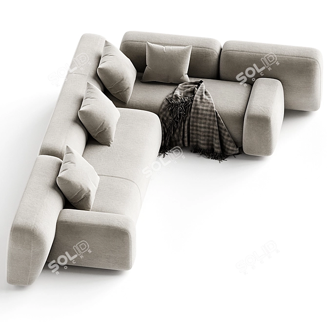 Elegant Suiseki Sofa System 3D model image 3