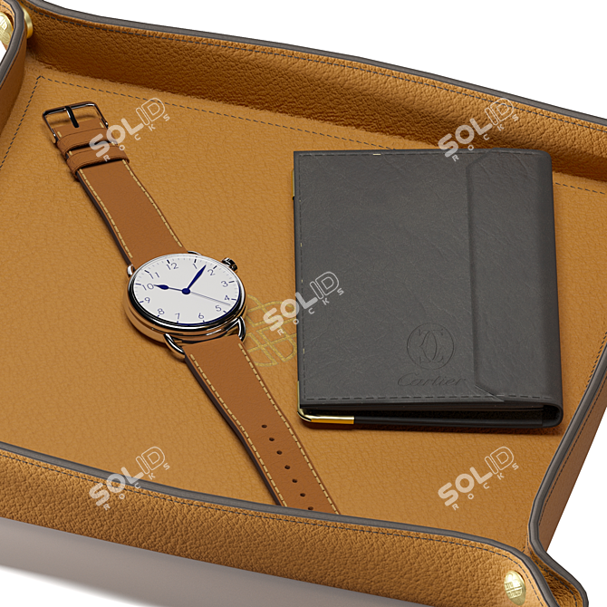 Leather Office Desk Set 3D model image 2