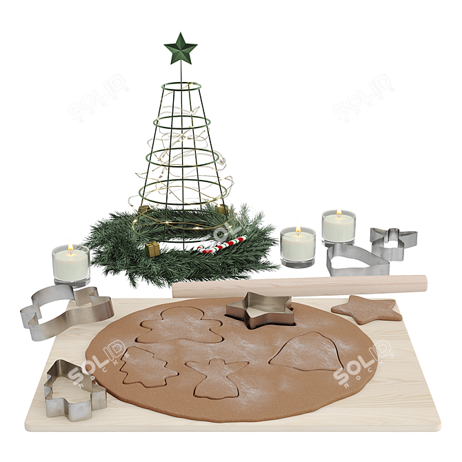 New Year Kitchen Decor Set 3D model image 1