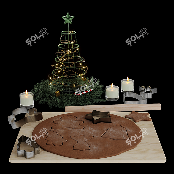 New Year Kitchen Decor Set 3D model image 5