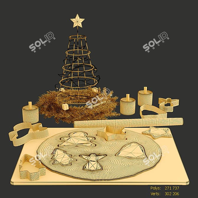 New Year Kitchen Decor Set 3D model image 6