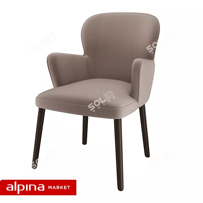 Modern Wood Accent Chair 3D model image 1