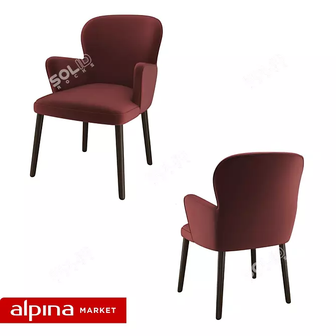 Modern Wood Accent Chair 3D model image 2