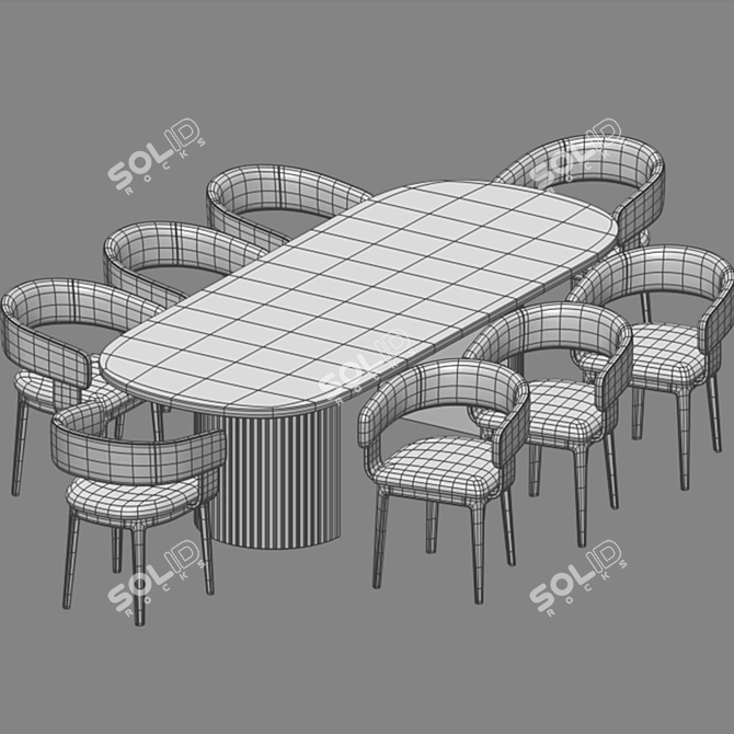 Modern Dining Set with Tables 3D model image 2