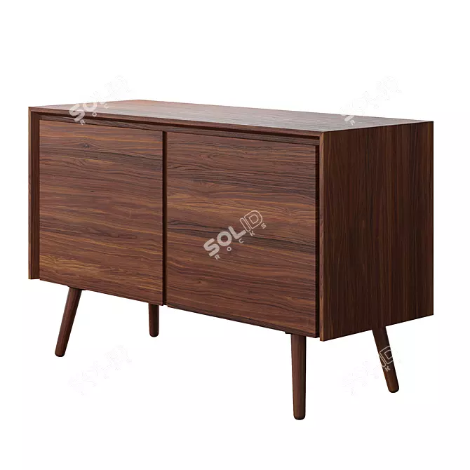 Vintage Wooden 1950s Sideboard 3D model image 1
