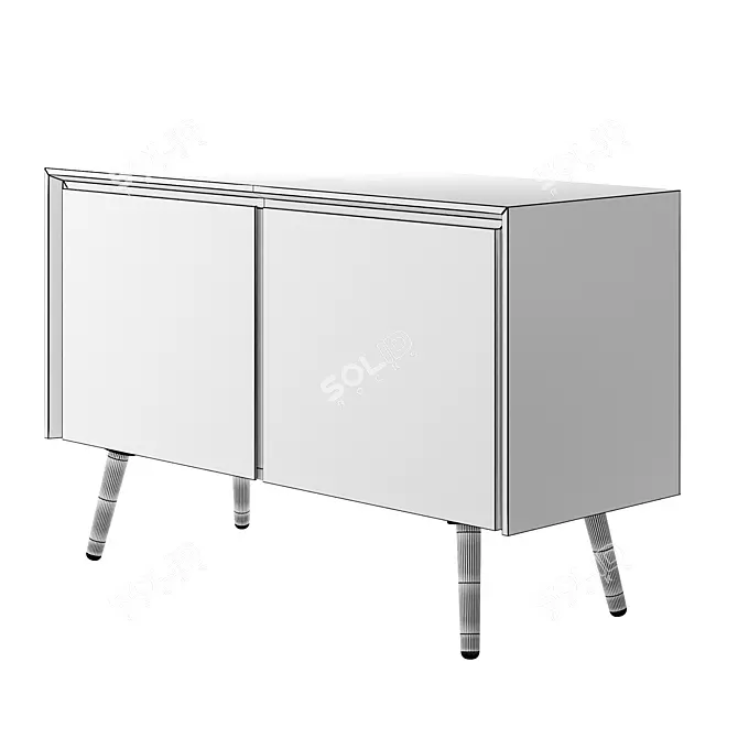 Vintage Wooden 1950s Sideboard 3D model image 2