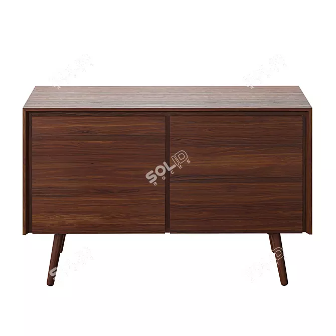 Vintage Wooden 1950s Sideboard 3D model image 3