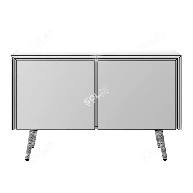 Vintage Wooden 1950s Sideboard 3D model image 4