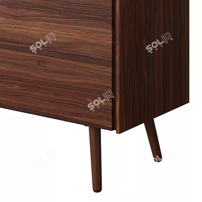 Vintage Wooden 1950s Sideboard 3D model image 7