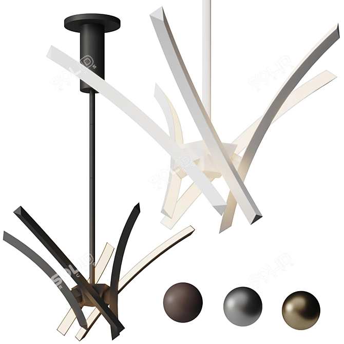 Modern Industrial LED Chandelier 3D model image 1