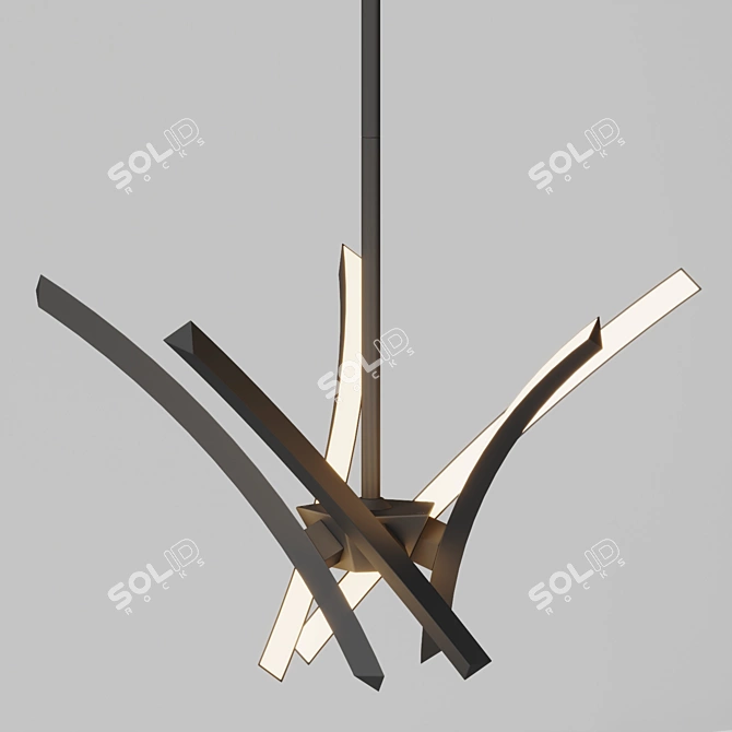 Modern Industrial LED Chandelier 3D model image 2
