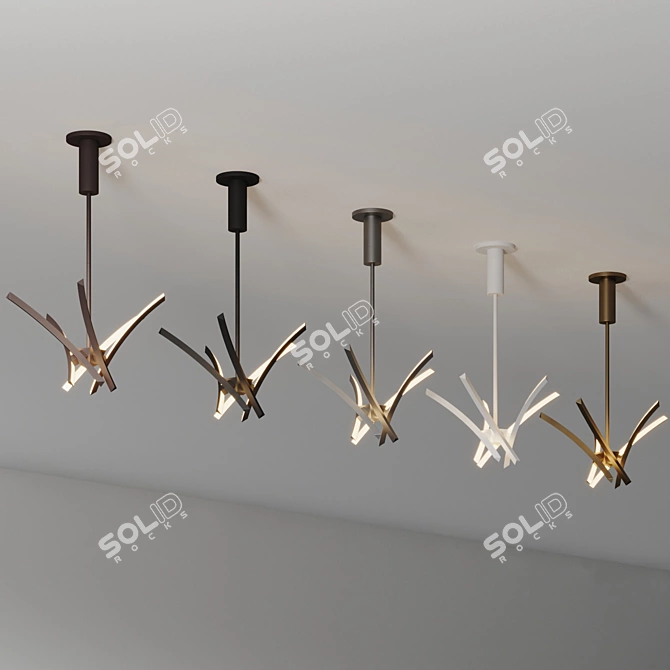 Modern Industrial LED Chandelier 3D model image 4