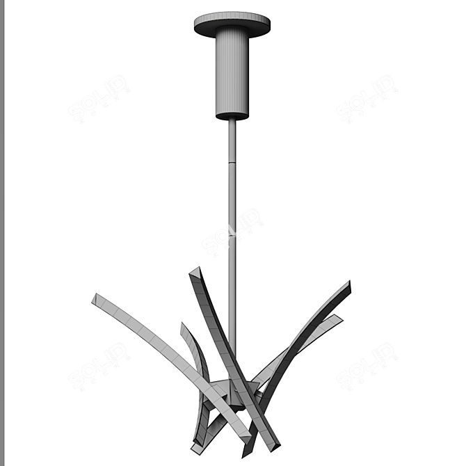 Modern Industrial LED Chandelier 3D model image 5