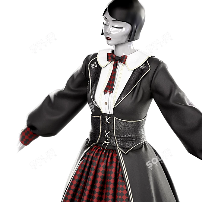 Gothic Dress 3D Model Max-FBX 3D model image 4