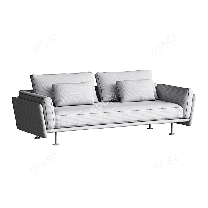 Stylish 3-Seater Fabric Sofa 3D model image 3